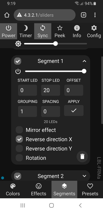 Segment Options